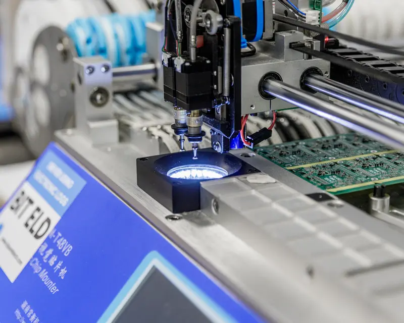 The pick-and-place machine placing components on BIT boards