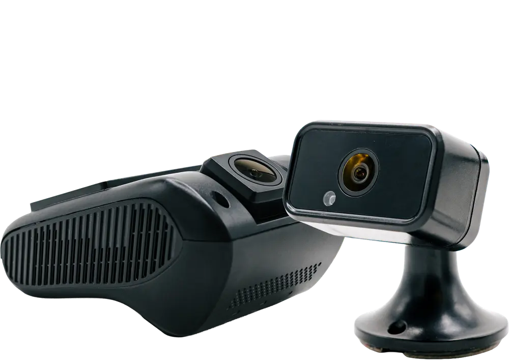 The BIT Dashcam road-facing camera and the optional driver-facing camera