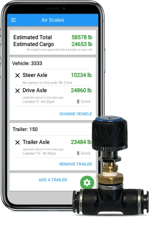 BIT app showing live Air Scale weight readings